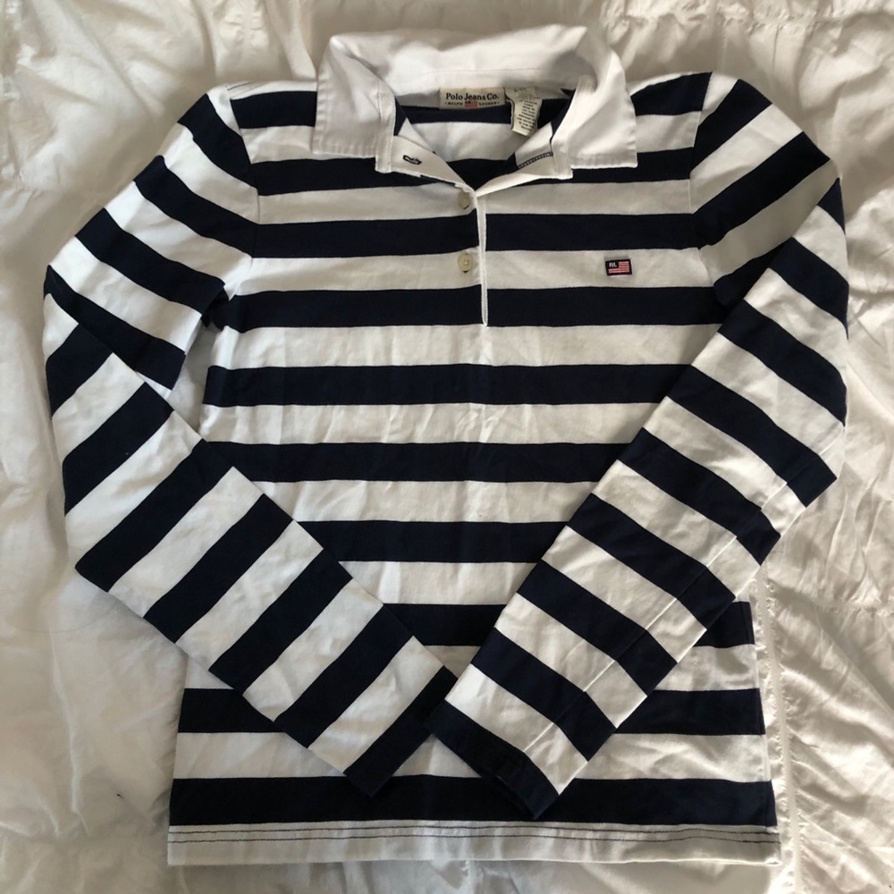 Ralph Lauren Striped Long Sleeve Polo Small - Picture 3 of 5